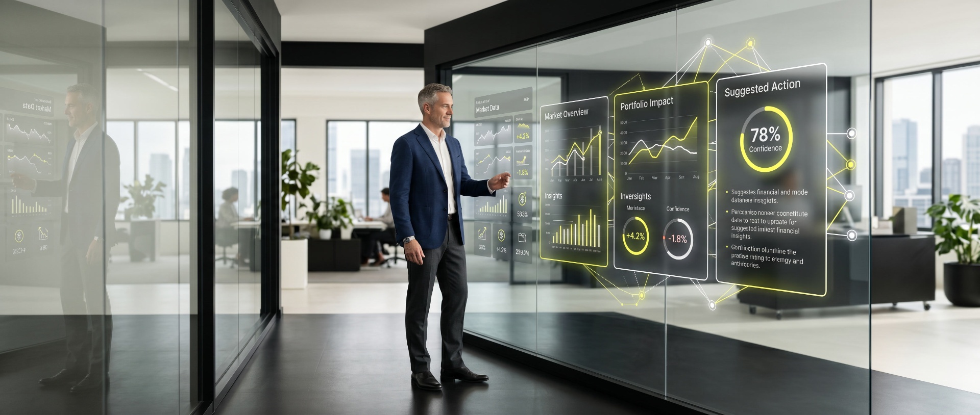 Investor reviewing Bitsofink analytics on a glass display